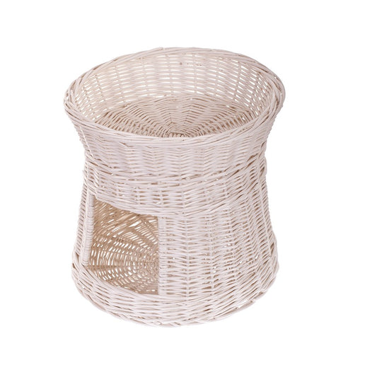 Eralis wicker cat house with rooftop bed TheWickerStories