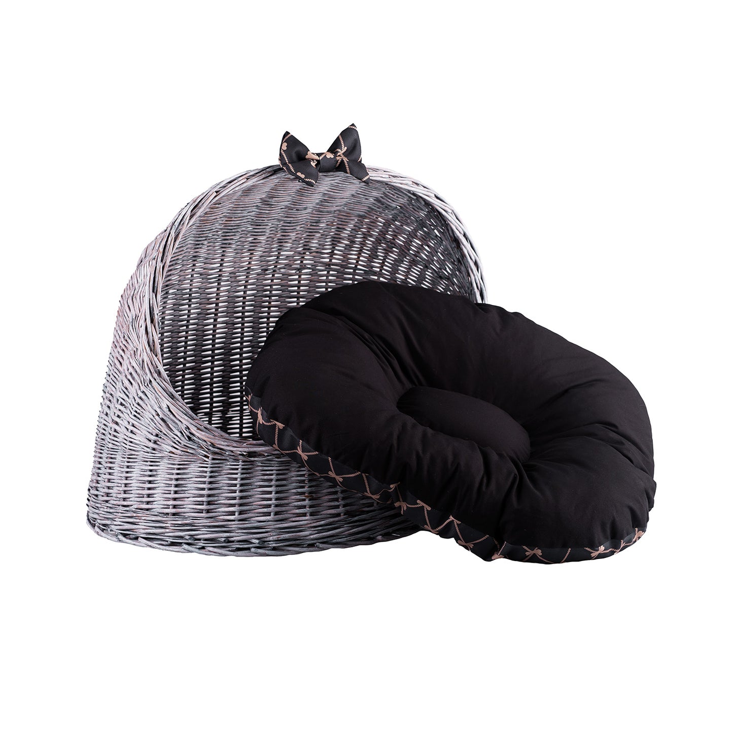 Elarion wicker pet house for cat and small dog with cushion TheWickerStories