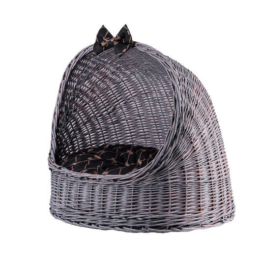 wicker pet house for cat and small dog with cushion