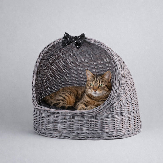 wicker pet house for cat and dog with cushion