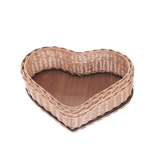 small wicker basket with red lining