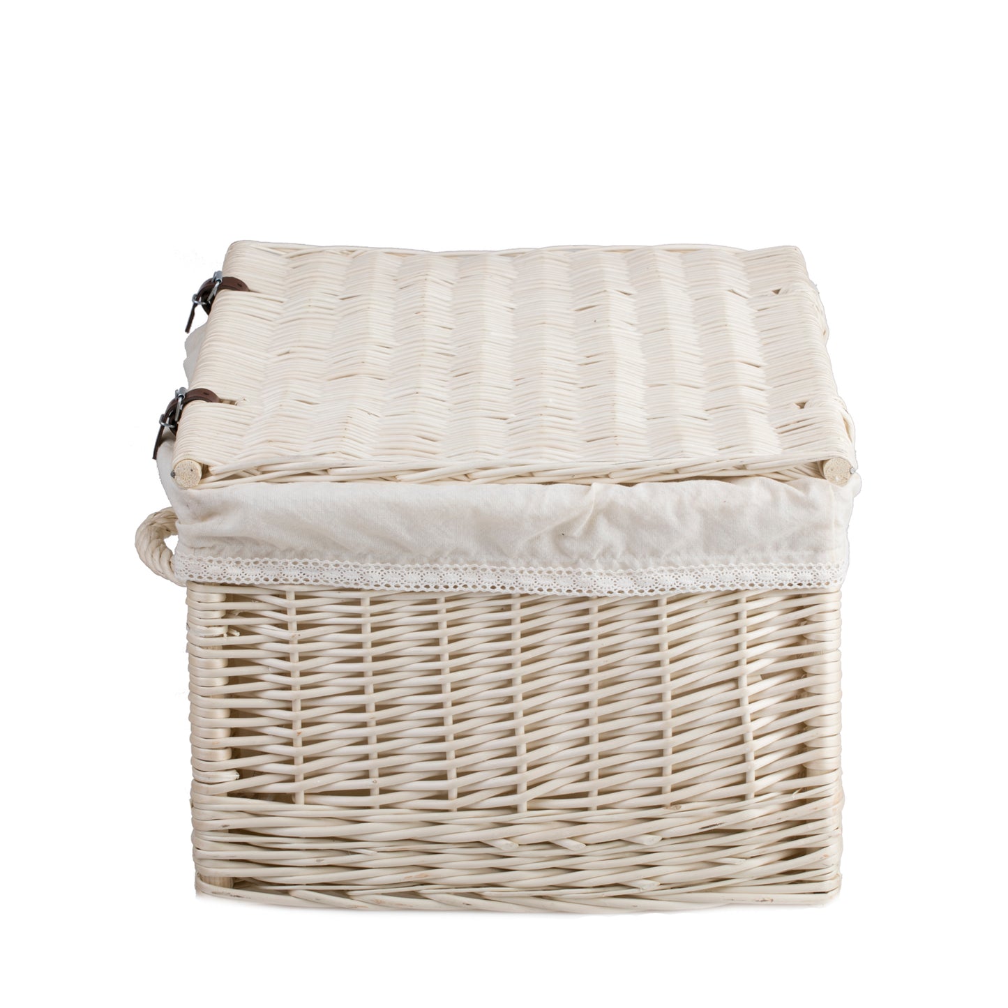 Viviana mala de vime com acabamento branco, pega e fecho TheWickerStories