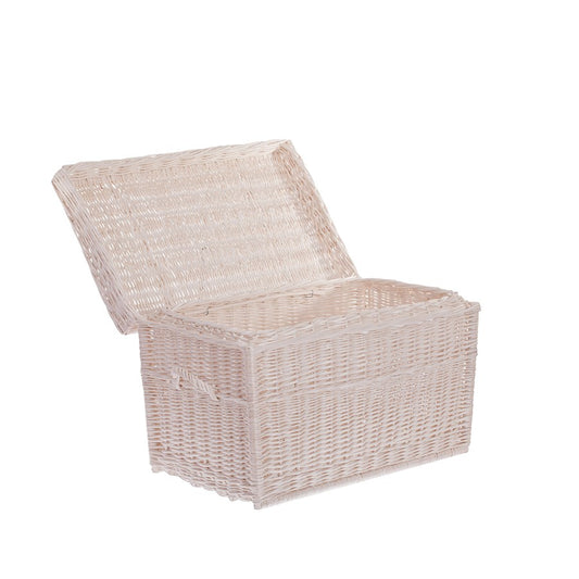 wicker storage basket for laundry and toys with lid and handles