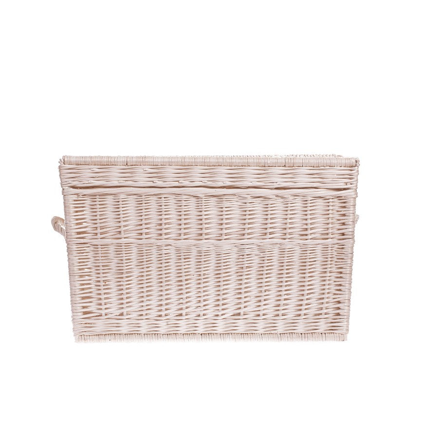 Kalvina wicker storage basket for laundry and toys with lid and handles TheWickerStories