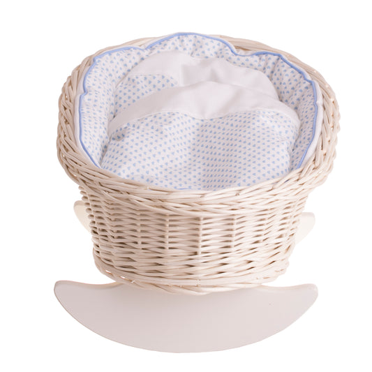 Wicker doll cradle with pillow TheWickerStories