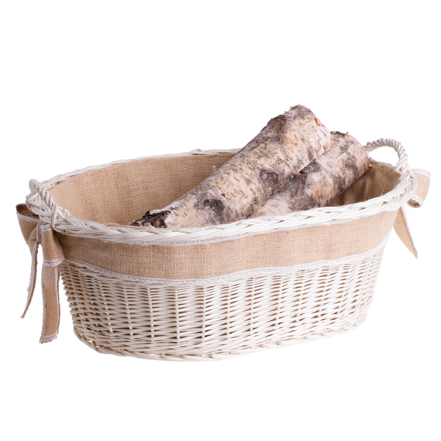 Milvus kurv i rotting med handtak og beige fôr TheWickerStories