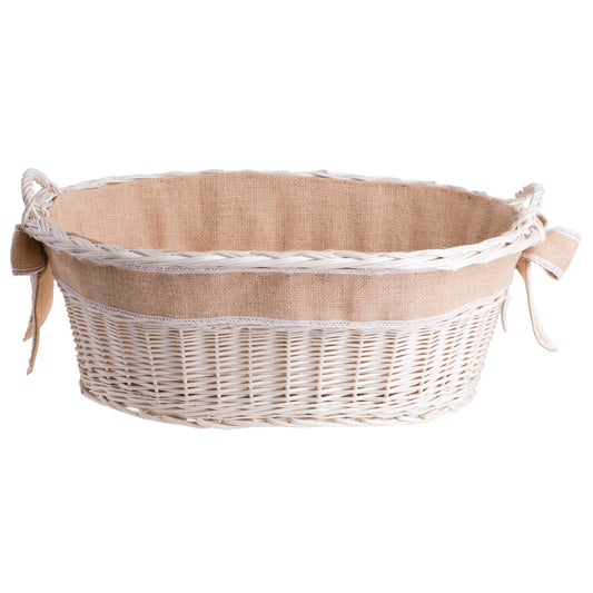 Milvus wicker basket with handles and beige lining TheWickerStories