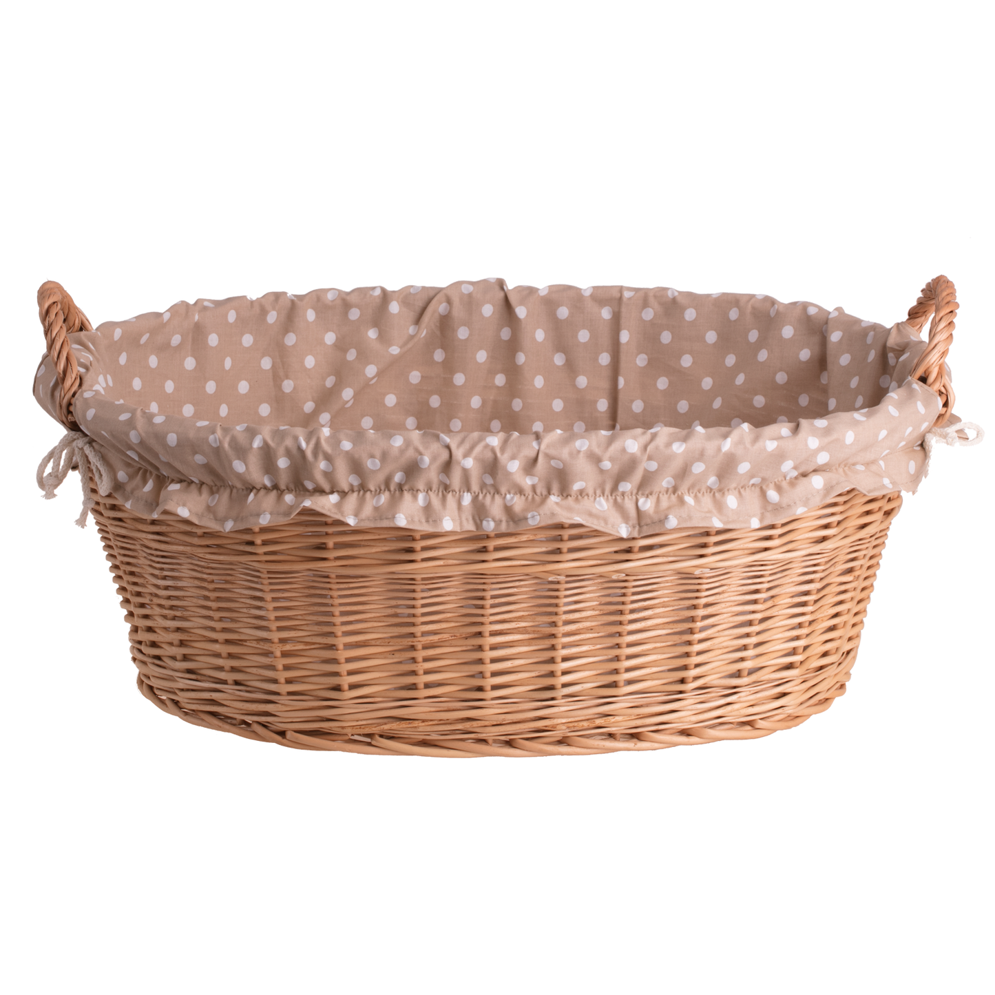 Milvus wicker basket with handles and beige lining