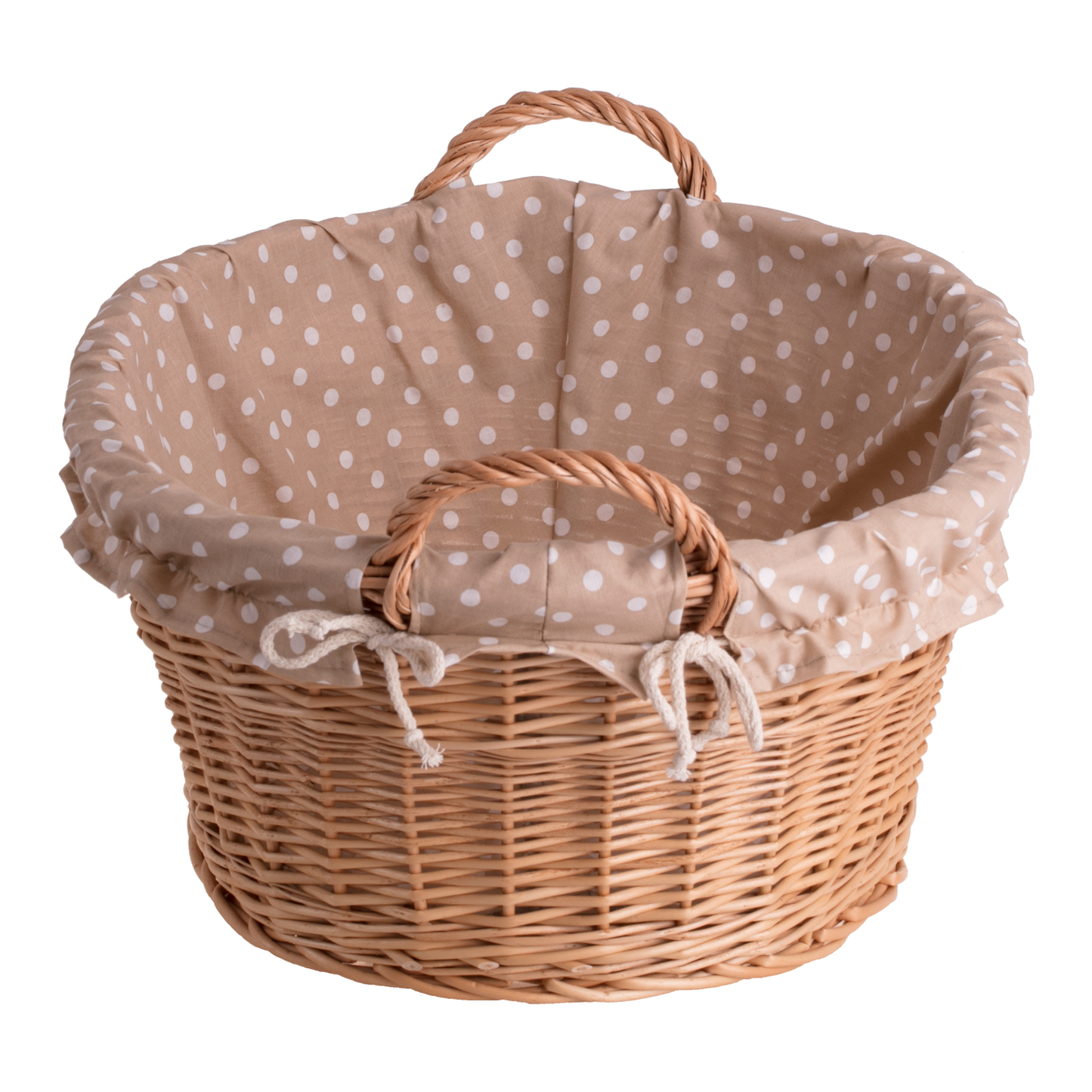 Milvus wicker basket with handles and beige lining