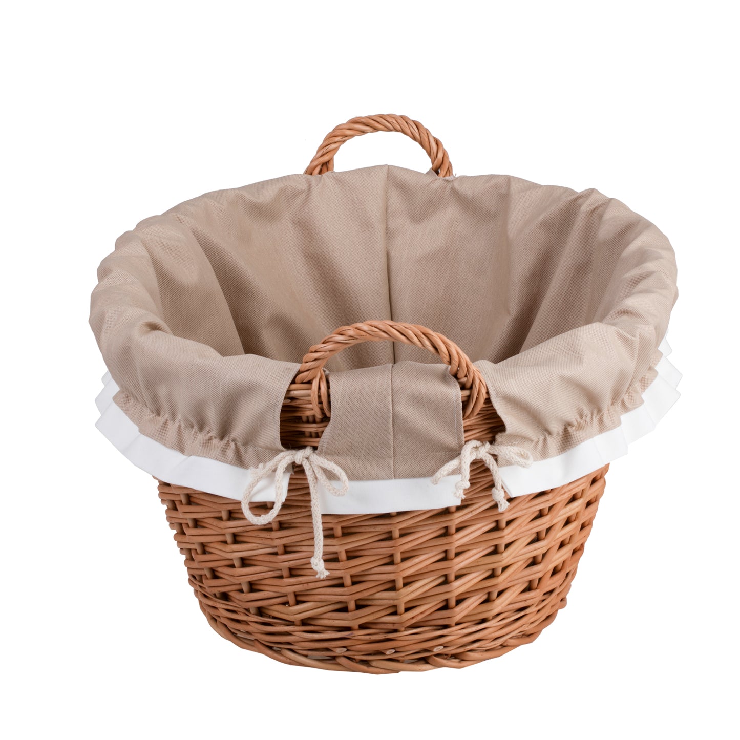 Milvus wicker basket with handles and beige lining