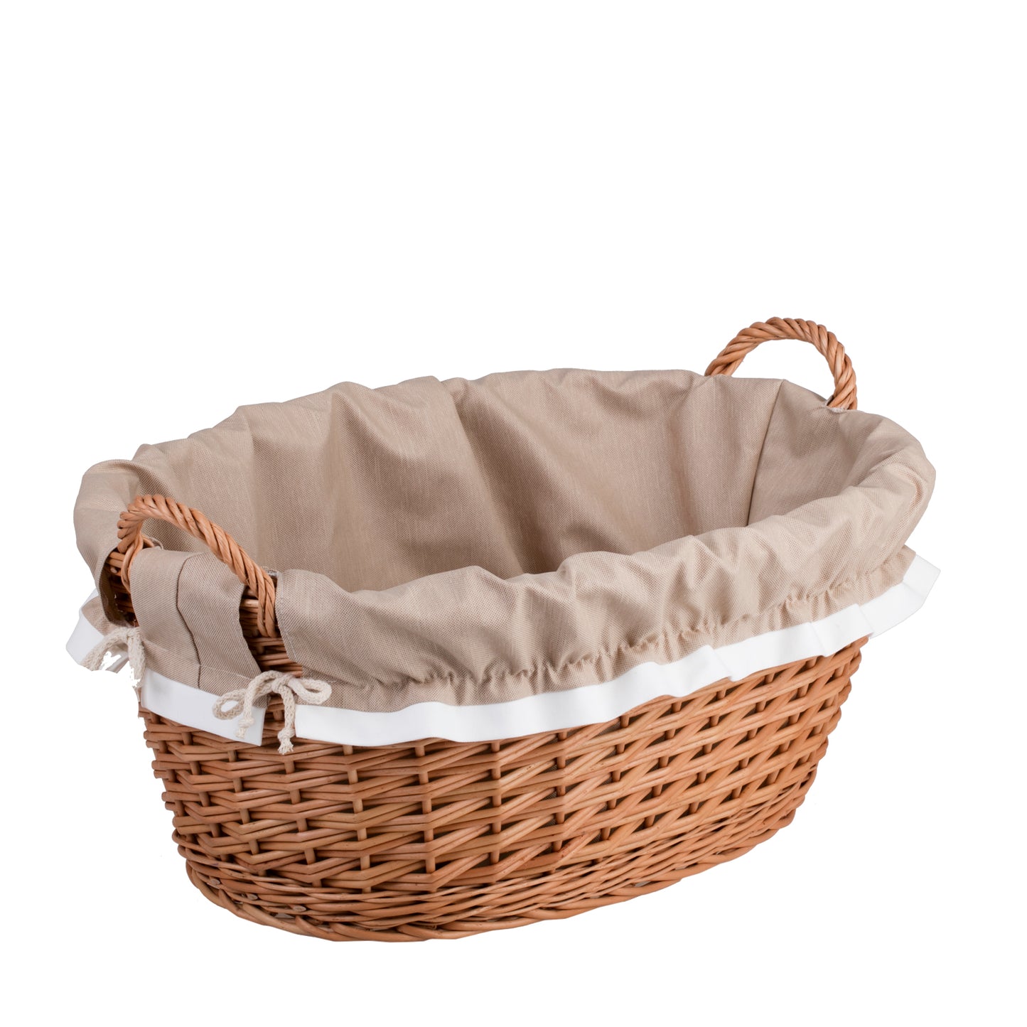 Milvus wicker basket with handles and beige lining