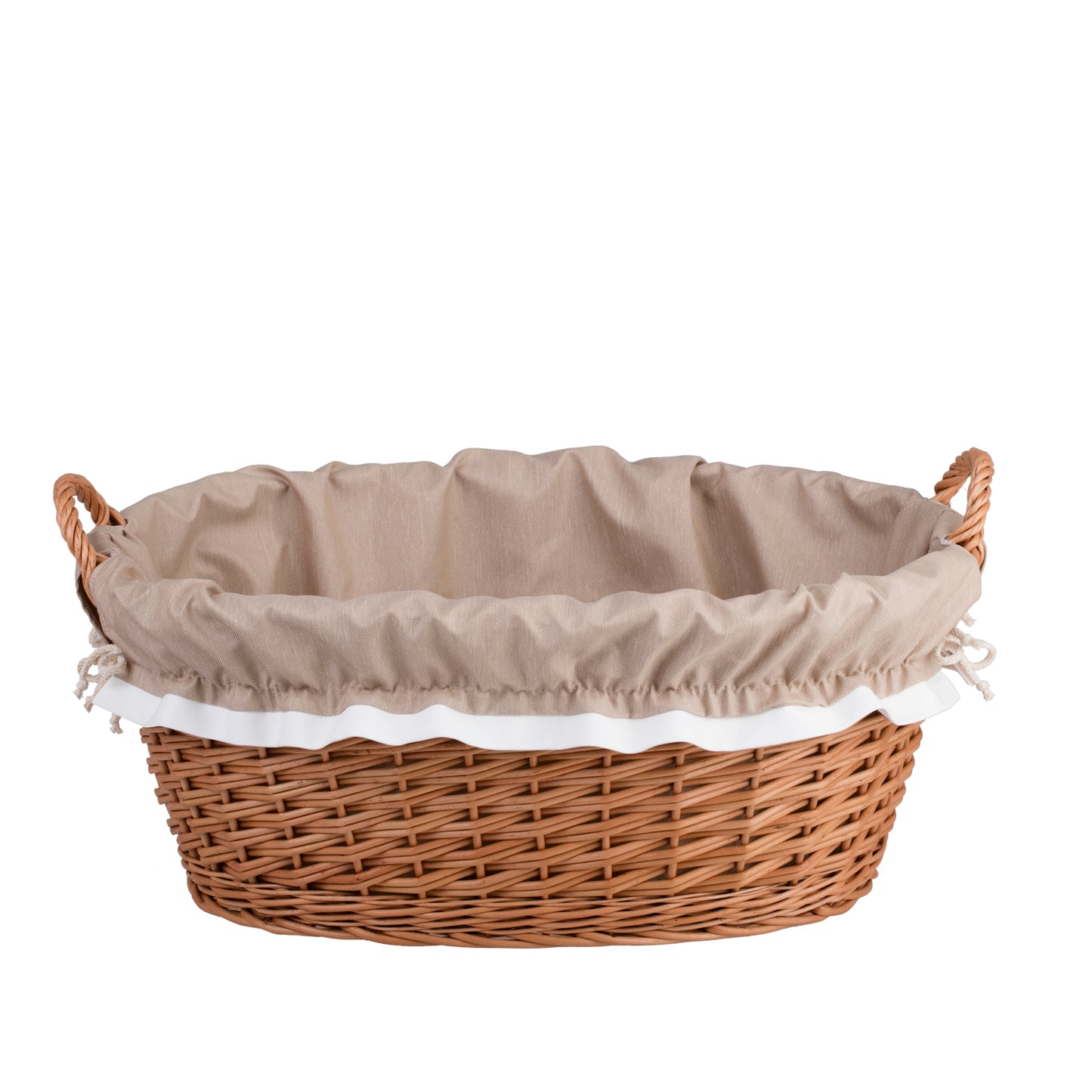 Milvus wicker basket with handles and beige lining