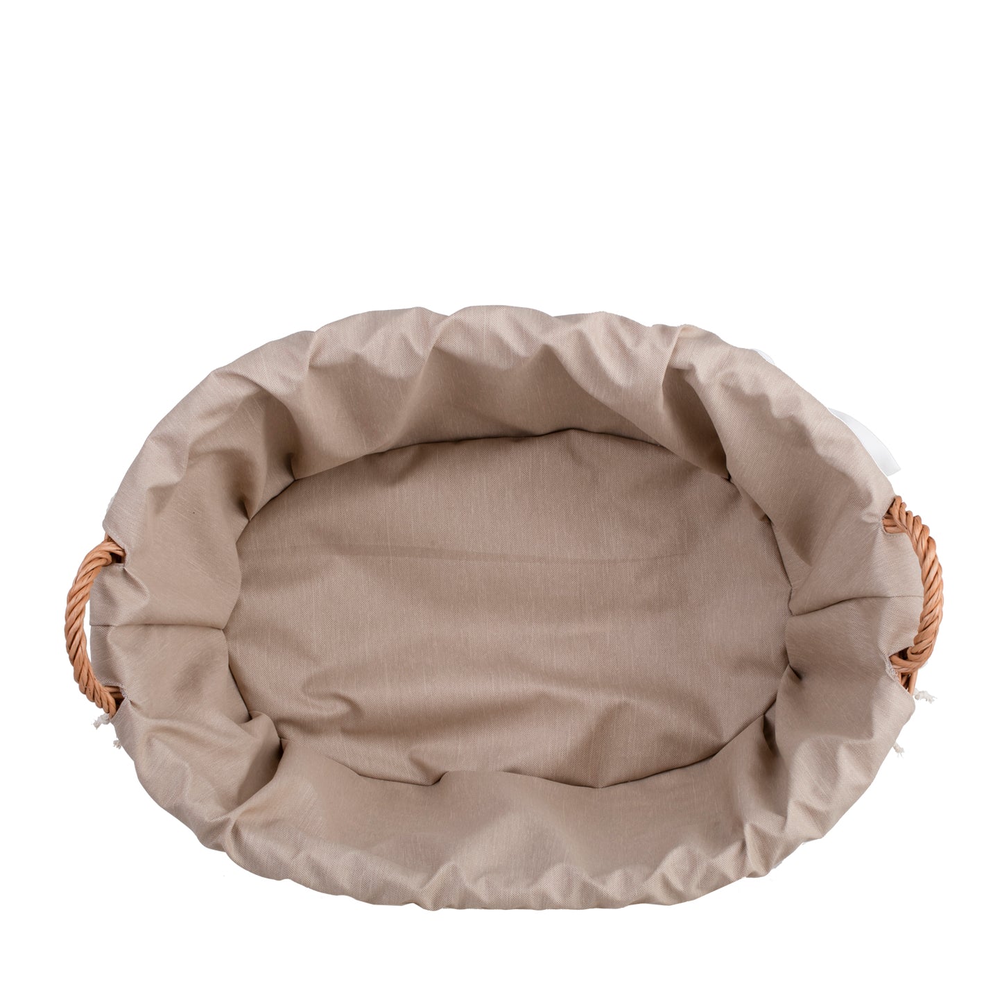 Milvus wicker basket with handles and beige lining