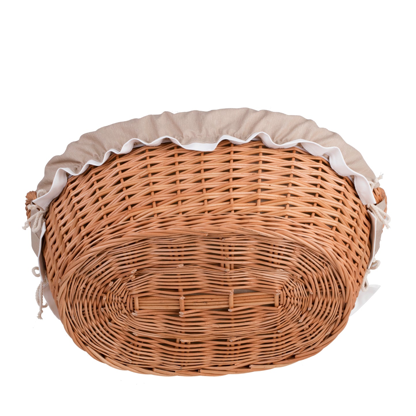 Milvus wicker basket with handles and beige lining