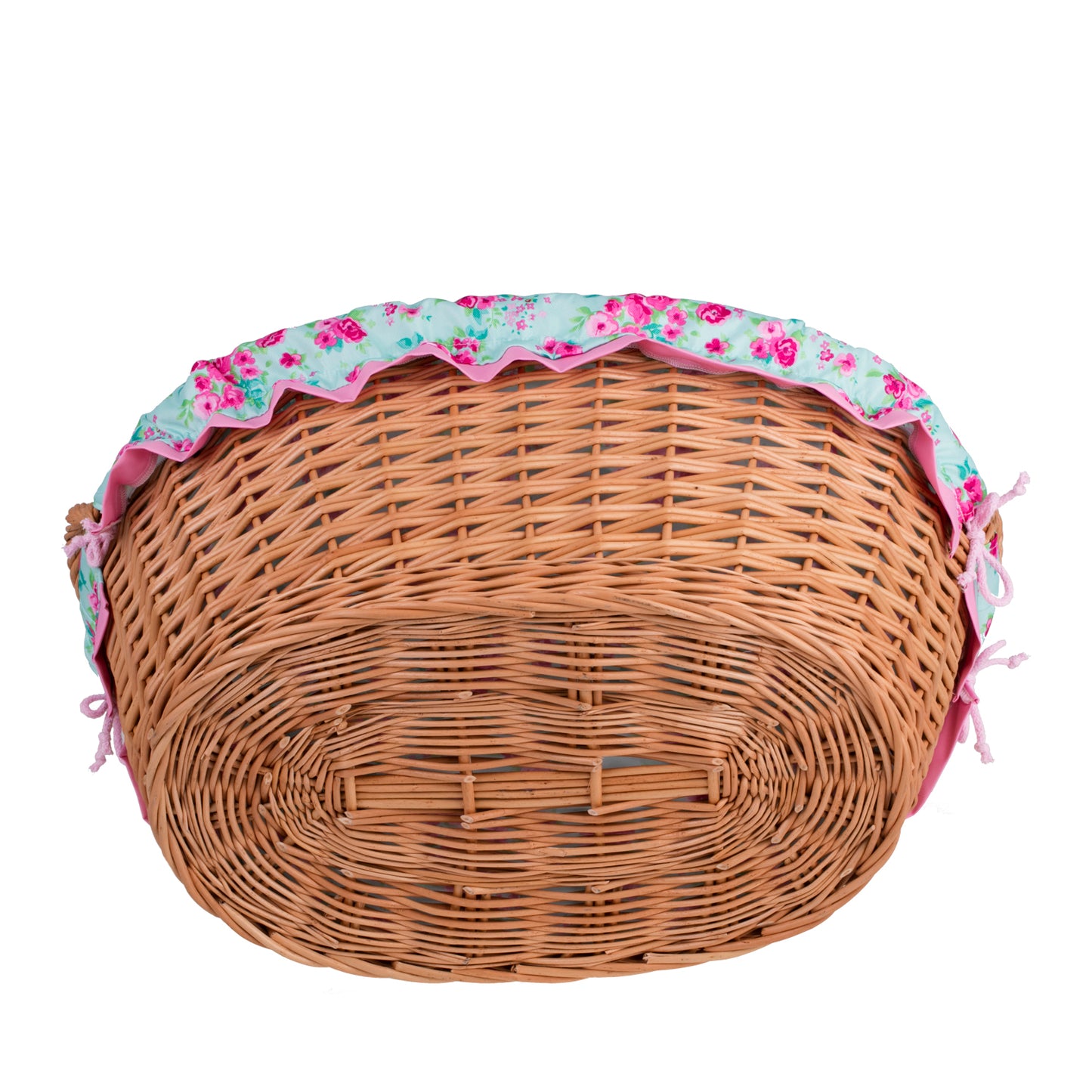 Milvus wicker basket with handles and pink lining TheWickerStories