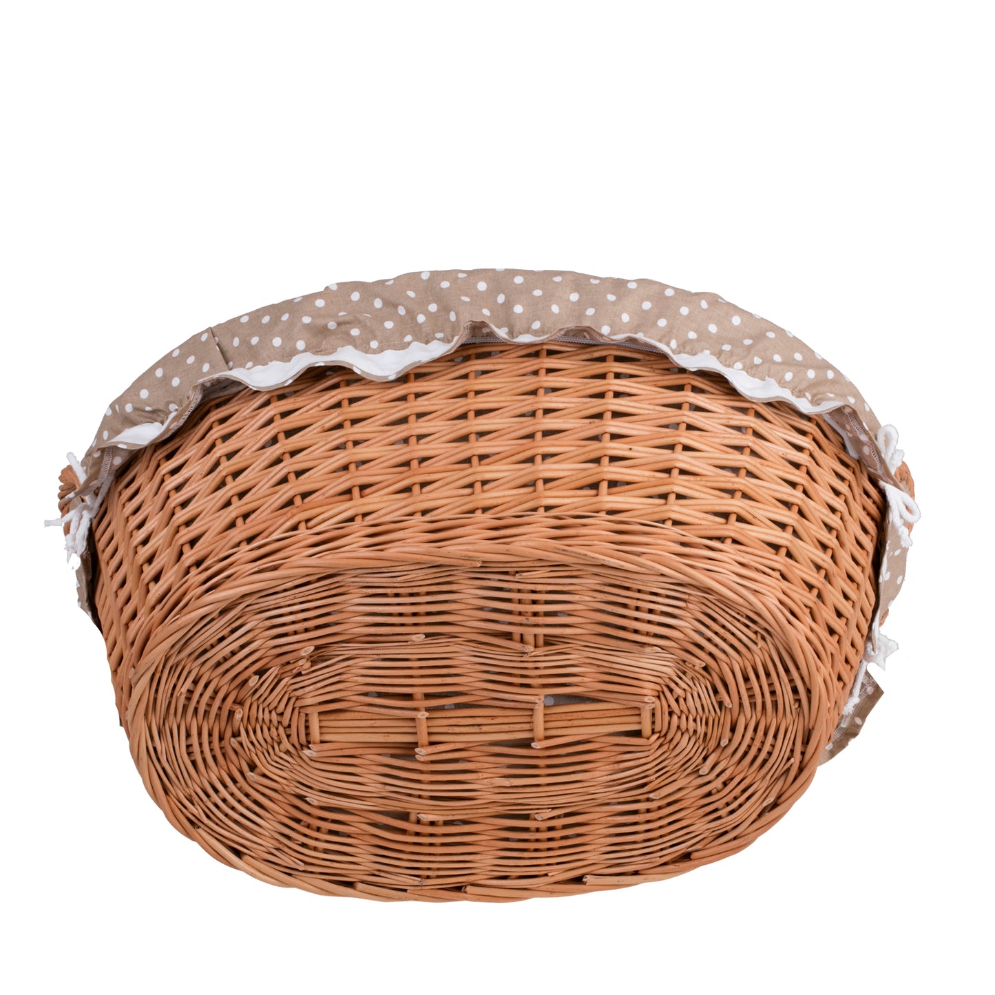 Milvus panier en osier avec poignées et doublure beige TheWickerStories