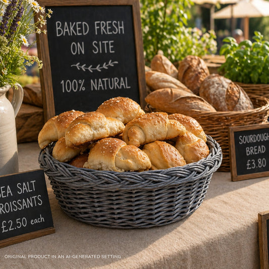 rieten broodmand voor presentatie, set van 5 stuks