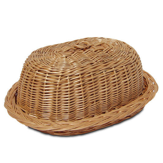 wicker bread basket with lid