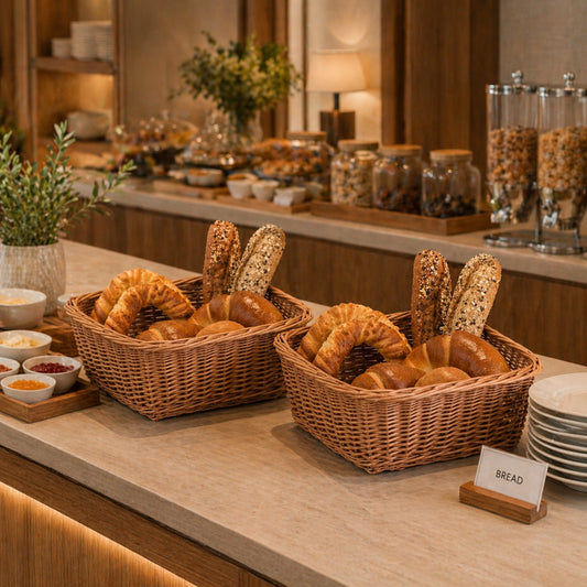 wicker bread basket for display – set of 2.