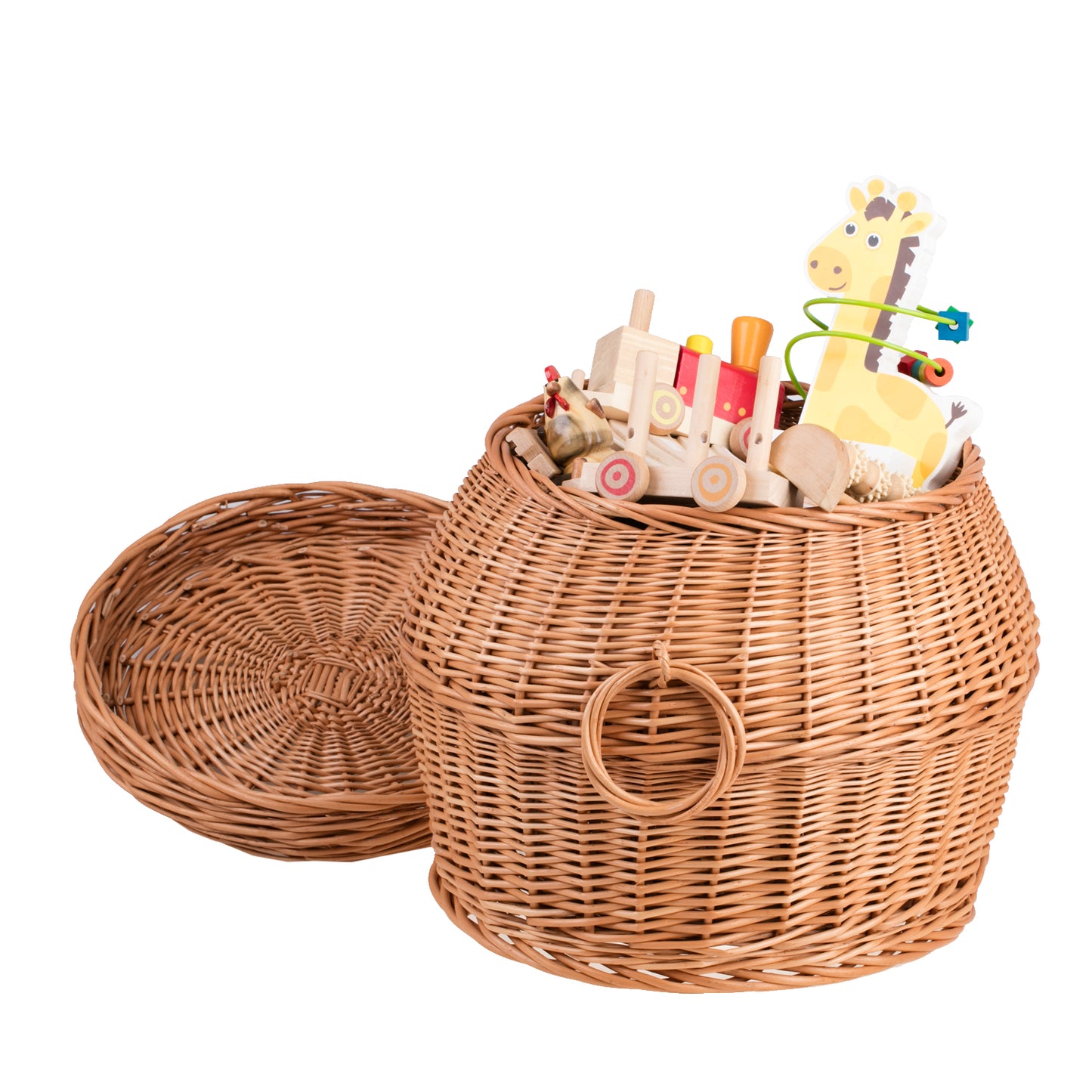Marlis rieten wasmand met deksel en handgrepen