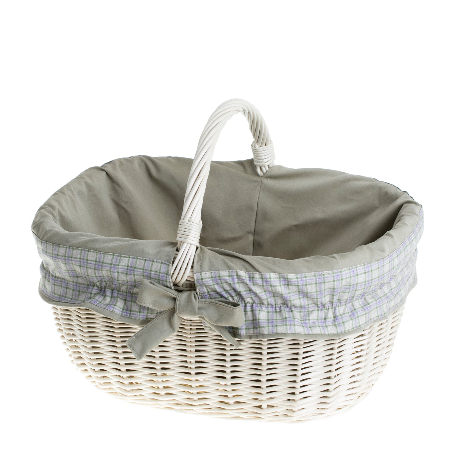 Wilhelmina Einkaufskorb mit geflochtenem Henkel und beiger Umrandung TheWickerStories