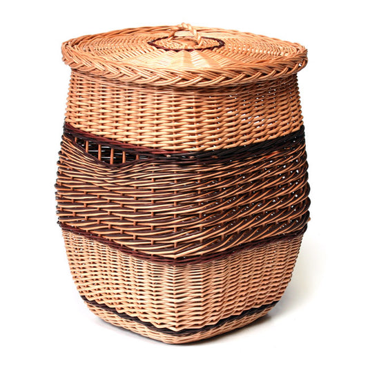 Milar wicker laundry basket with lid, handwoven TheWickerStories