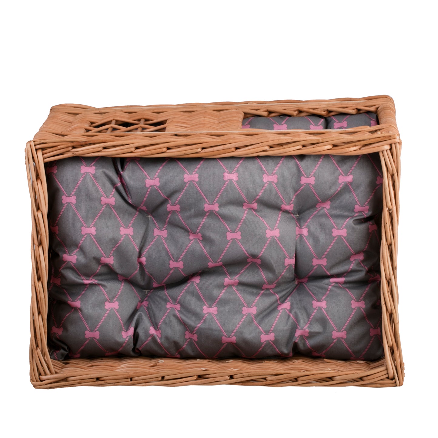 Estrella wicker cat house with two cushions TheWickerStories