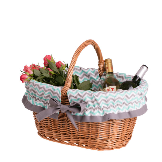 Walerissa shoppingkorg med flätat handtag och grått foder TheWickerStories