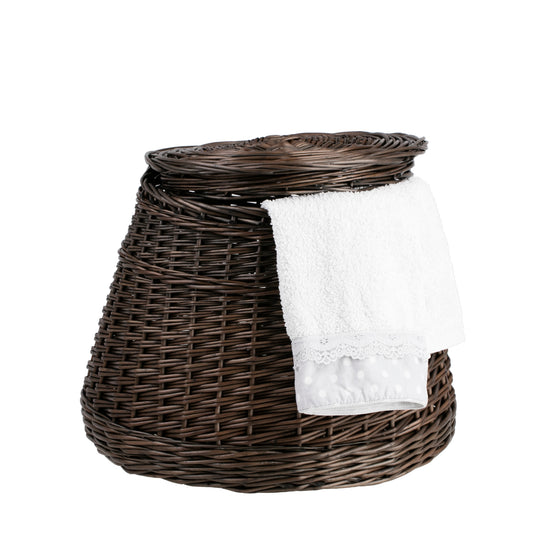 wicker laundry and toy storage basket with lid