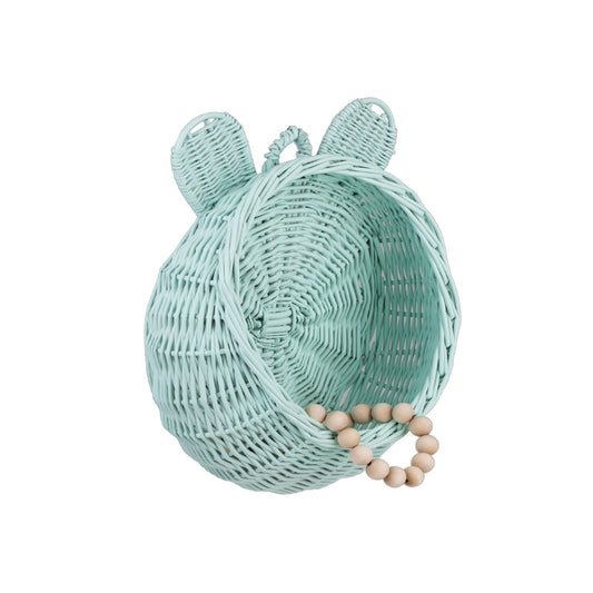 Zanoria ψάθινο καλάθι για παιδικό δωμάτιο για κρέμασμα, με λαβή TheWickerStories
