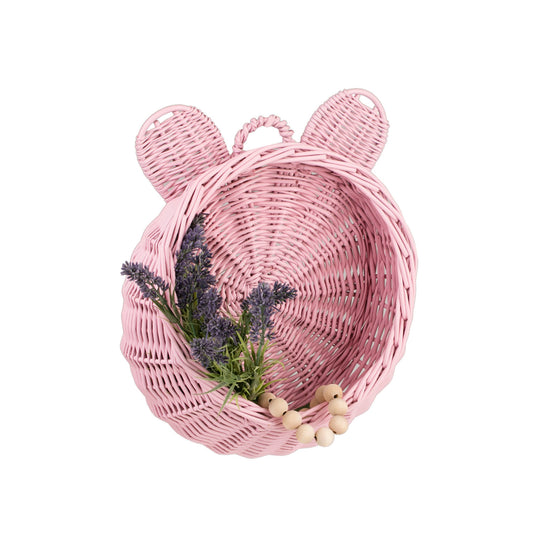 wicker storage basket for children's room, hanging, with handle