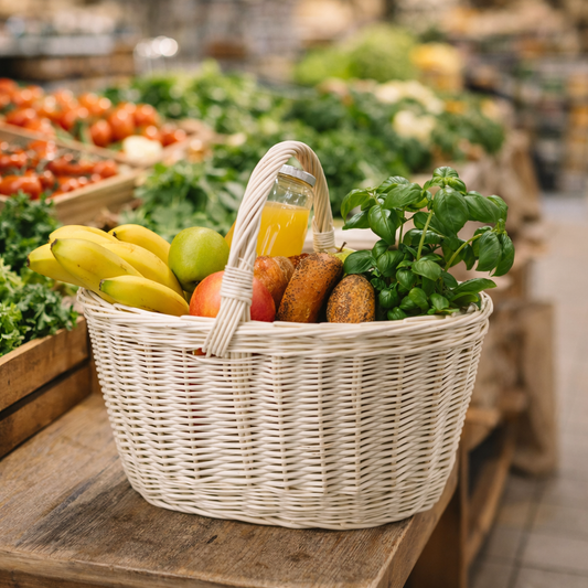 Walerissa shopping basket with wicker handle