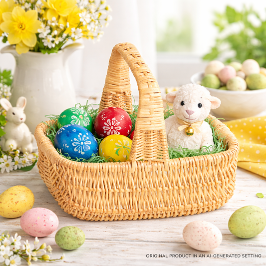 Willesia wicker Easter basket with handle TheWickerStories
