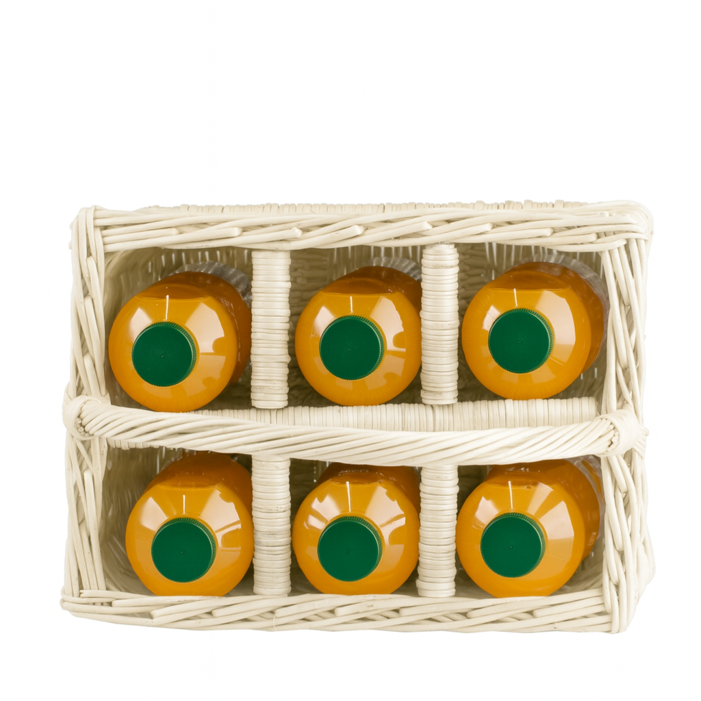 Gionella wicker bottle basket with dividers and handle TheWickerStories