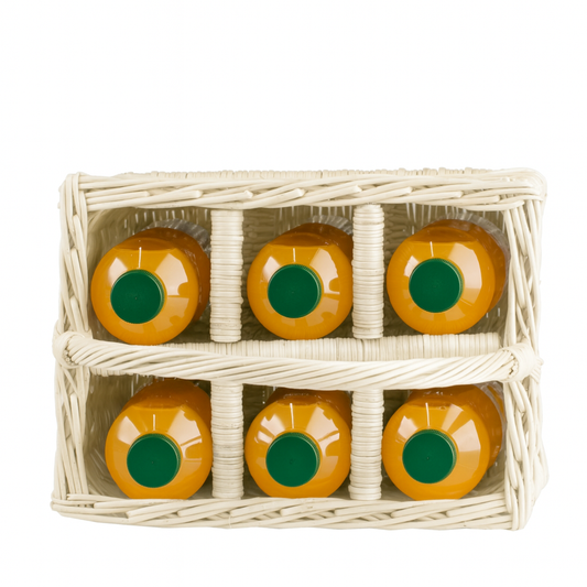 Gionella wicker bottle basket with dividers and handle TheWickerStories