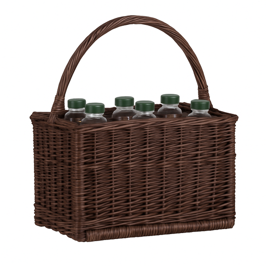 Gionella wicker bottle basket with compartments and handle TheWickerStories