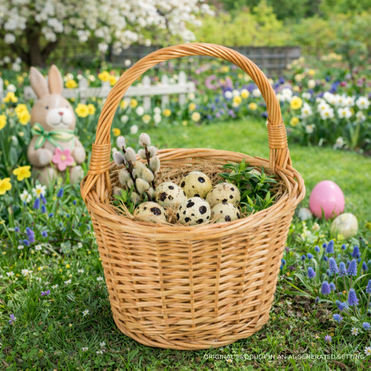 Zamia wicker Easter basket for blessing and decorations, with handle TheWickerStories