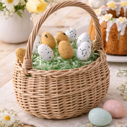 Zawia wiklinowy koszyczek wielkanocny na święconkę, z rączką TheWickerStories