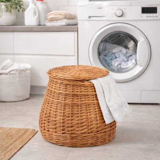 Mirell wiklinowy kosz na pranie z pokrywą TheWickerStories
