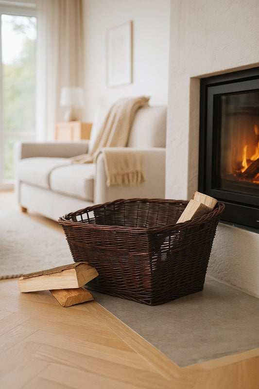 rieten mand voor haardhout