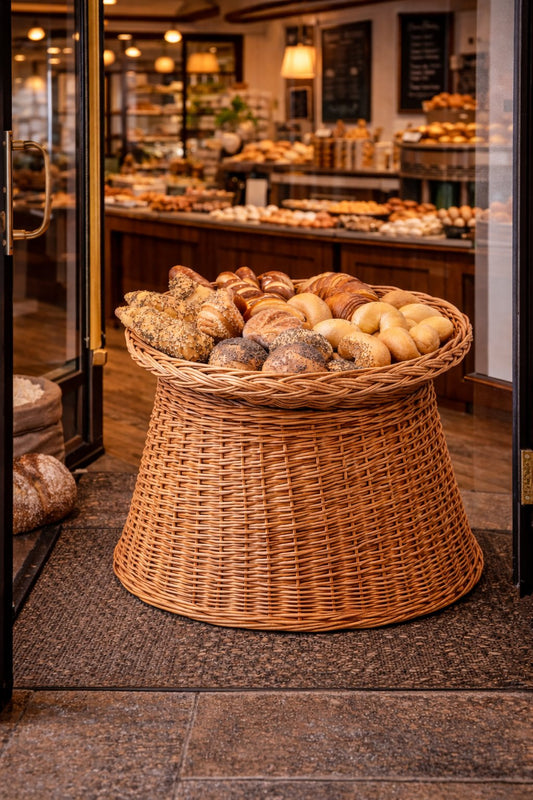 gevlochten broodmand voor presentatie in bakkerij en winkel