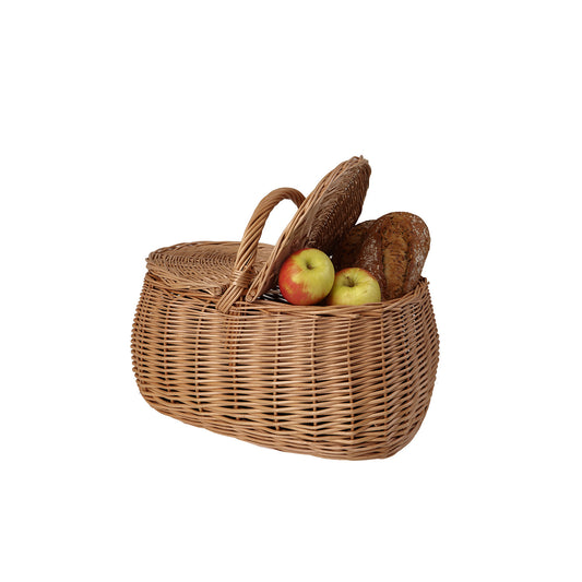 wicker picnic basket with lid and handle