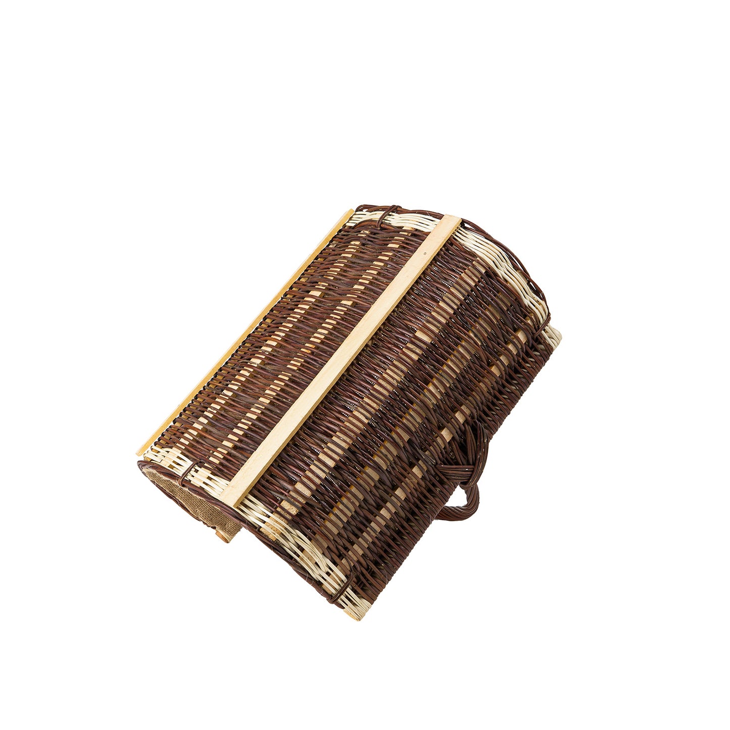 Fano wicker firewood basket with jute trim and handle