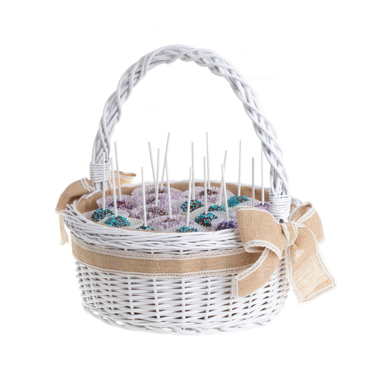 Zalvina Cesto regalo in vimini per cerimonie, rifinito in iuta, con manico. TheWickerStories