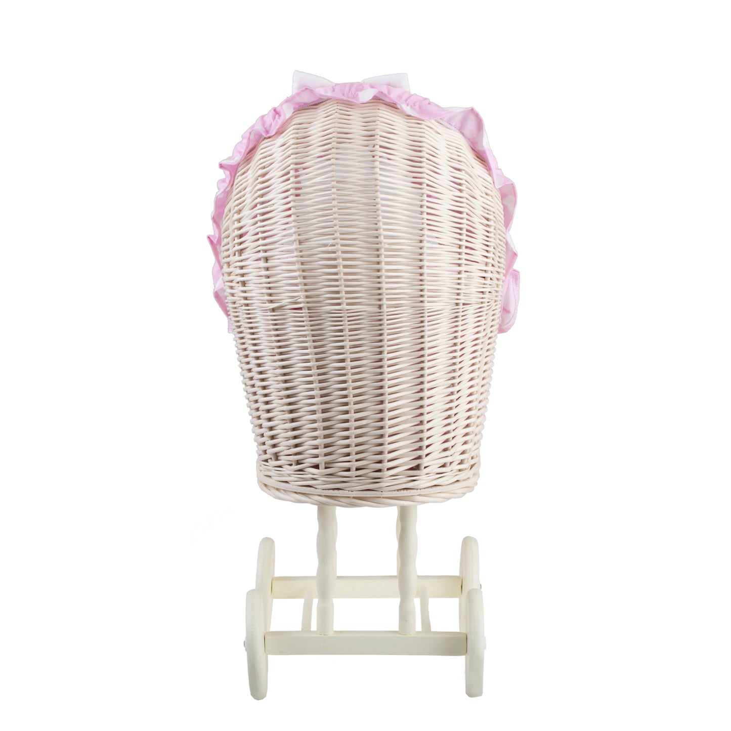 Lulu pinti lėlių vežimėlis su rožiniu apvadu, antklode ir pagalvėle TheWickerStories