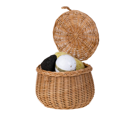 Zethina wicker storage basket, decorative container with lid TheWickerStories
