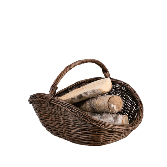 wicker firewood basket with handle
