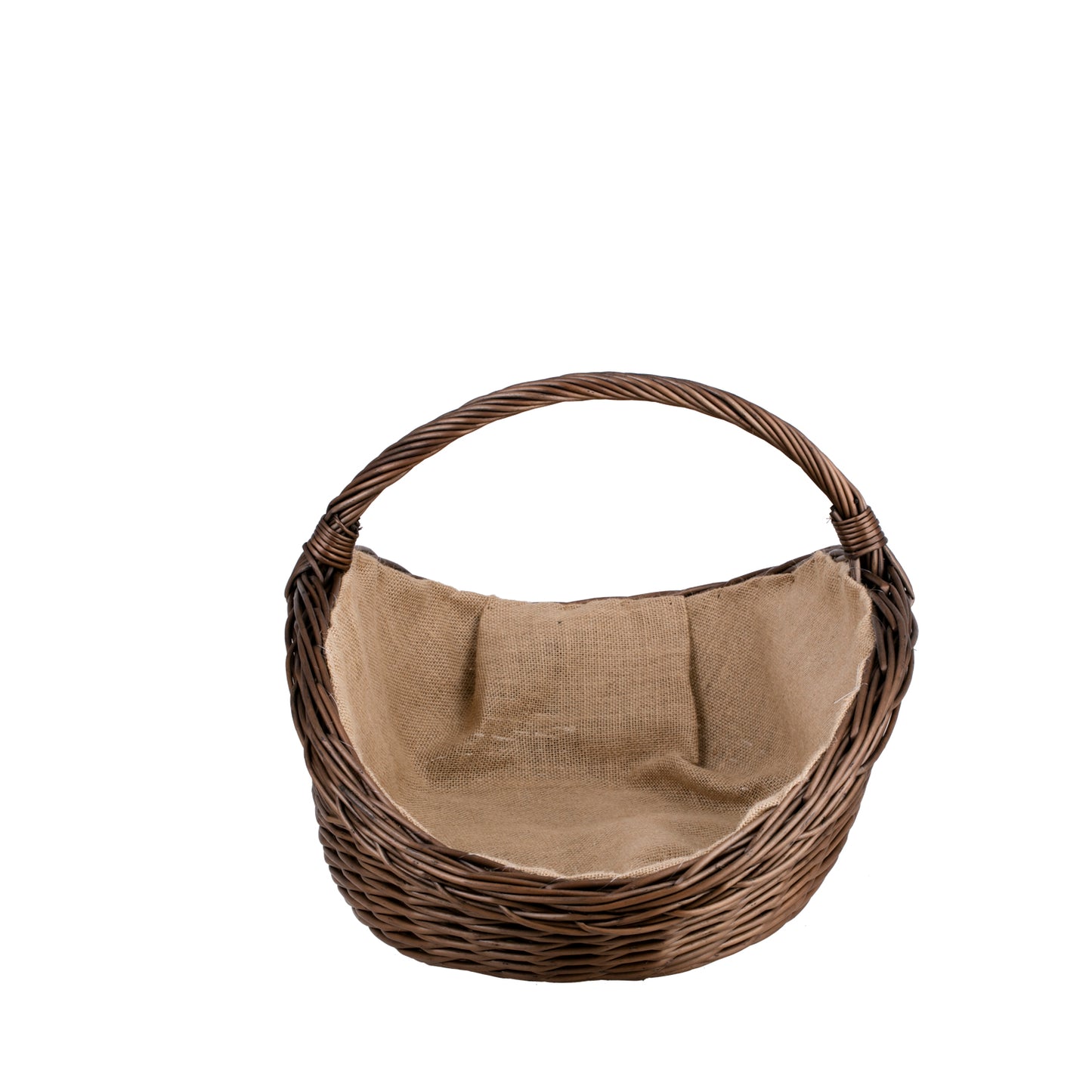 Florus gevlochten mand voor haardhout met jute afwerking, met handvat