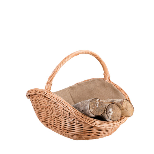 panier en osier avec finition en jute et poignée