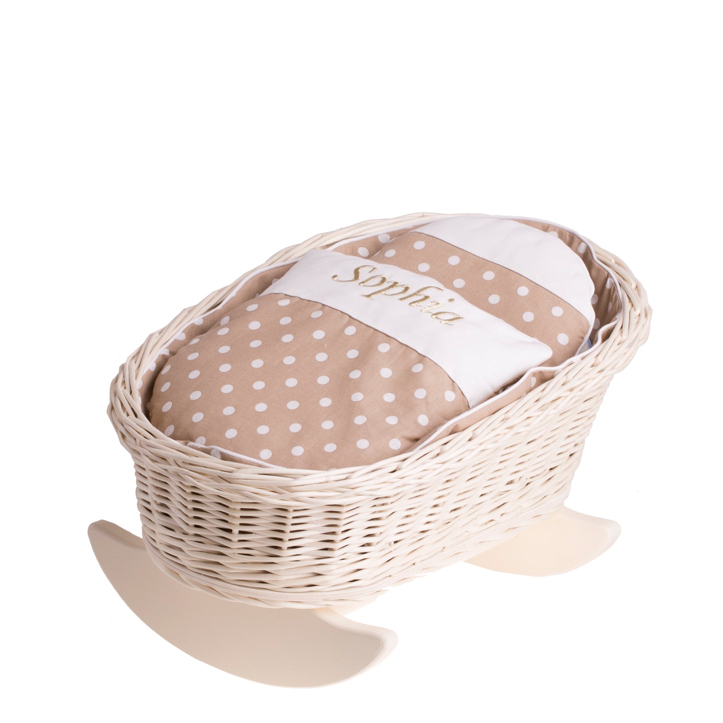 Mimi pletena zibelka za punčke s personalizacijo, bežna podloga, blazina in odeja